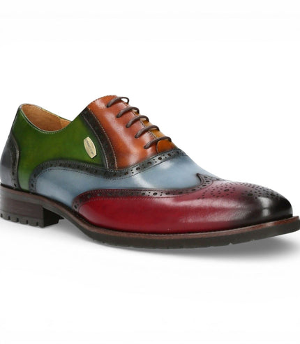 Lorenzo Conti Men's Black Burgundy Leather Brogue Oxford DressShoes - Antonin 01
