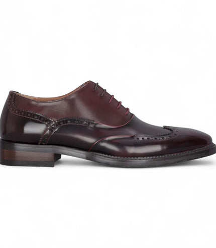Justin Reess Men's Wine Patent Leather Brogue Formal Shoes - Harry