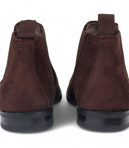 Men's Brown Suede Chelsea Boots Real Leather Lined Slip-On