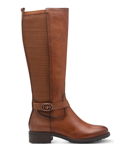 Tamaris Womens Cognac Brown Tan Leather Knee High Riding Boots