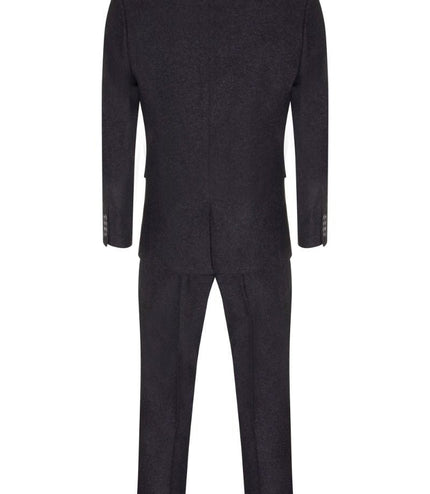 Mens 3 Piece Black Wool Tweed Vintage Retro Suit