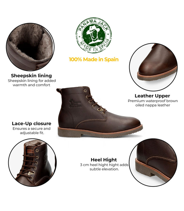 Panama Jacks Men's Brown Leather Glasgow Igloo C1 Classic Ankle Boots