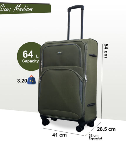 Gosford Medium Soft Shell Suitcase in Green