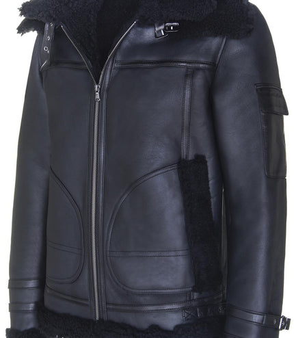 Mens Retro Biker Sheepskin Jacket-Avignon
