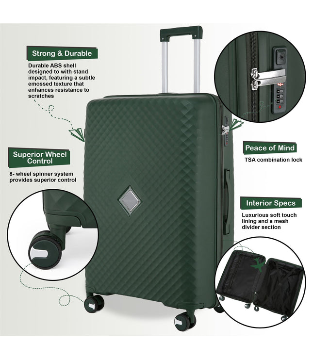 Courtenay Set of 3 Hard Shell Suitcase in Green