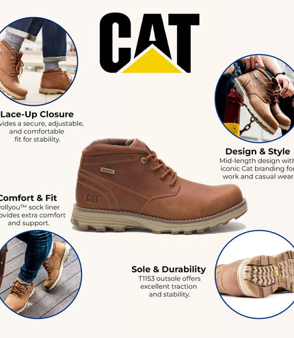 Caterpillar Men's Elude Waterproof Brown Leather Work Boots