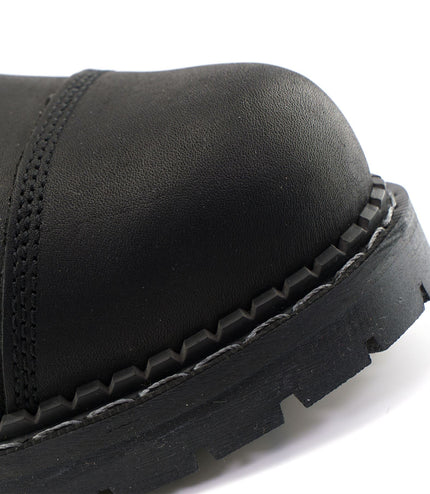 Grinders Unisex Black Stag Acs Leather Steel Toe Cap Lace Up Boots