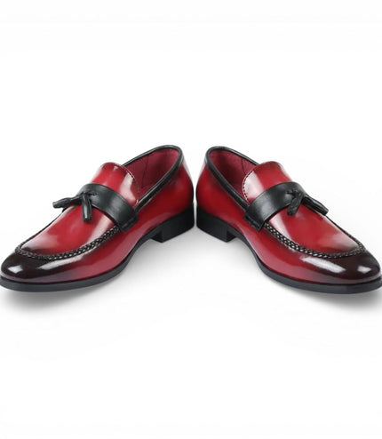 Mens Red Tassel High-Gloss Patent Faux Leather Formal Loafers Shoes