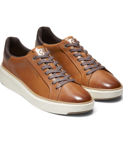 Cole Haan Men's GrandPro Luxe Mile Trainer Tan Leather Sneakers - C34229