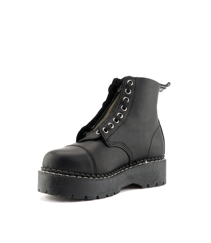 Grinders Unisex Black Cameron Acs Leather Ankle Casual Zip Boots