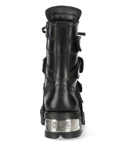 New Rock Metallic Black Leather Gothic Punk Rock High Boots - MET048-C9