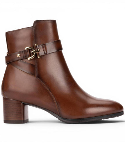 Pikolinos Women's Brown Leather Ankle Heeled Boots - Calafat