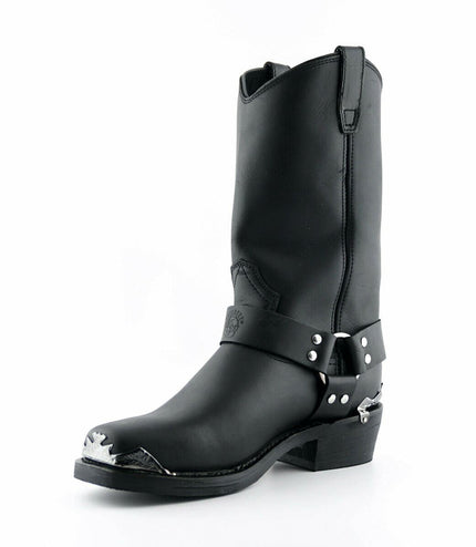 Grinders Mens Black Cowboy Biker Boots - Eagle Hi