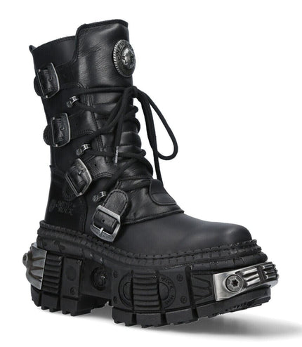 New Rock Mid-Calf Leather Platform Boots-WALL373-S3