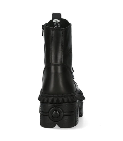 New Rock Black Leather Boots-WALL083CCT-S6