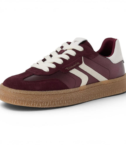 Tamaris Women's Burgundy Red Leather Trainers Sneaker Shoes - 23723-44