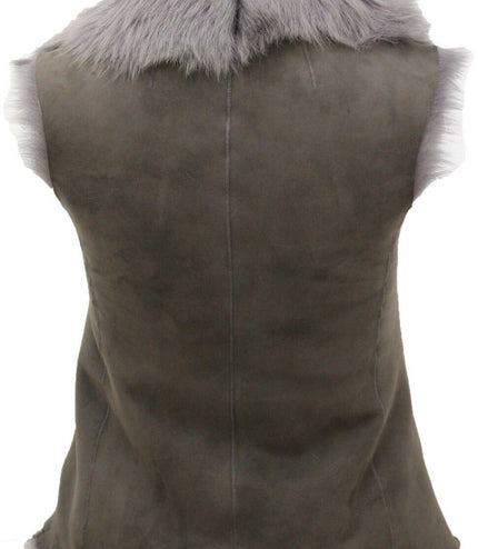 Women's Toscana Sheepskin Short Gilet-Denver - Grey