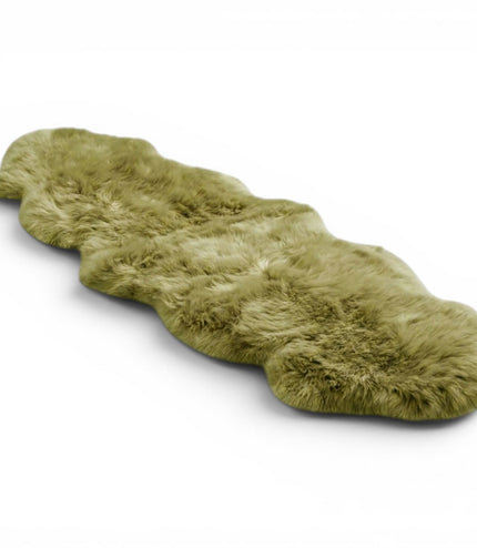 Genuine Sheepskin Green Double Natural Fluffy Silky Soft Real Wool Rug