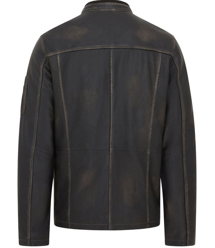 Men's Black Vintage Lamb Leather Safari Parka Jacket Coat