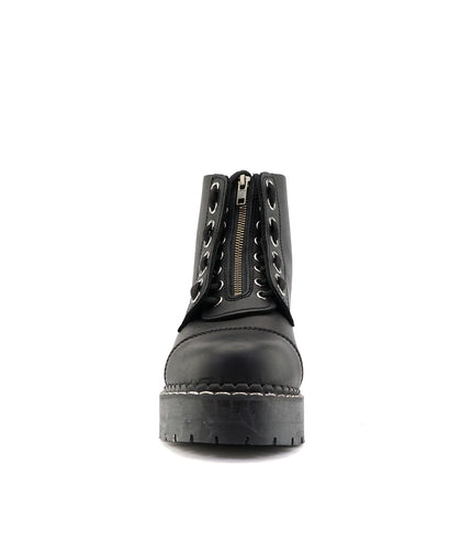 Grinders Unisex Black Cameron Acs Leather Ankle Casual Zip Boots