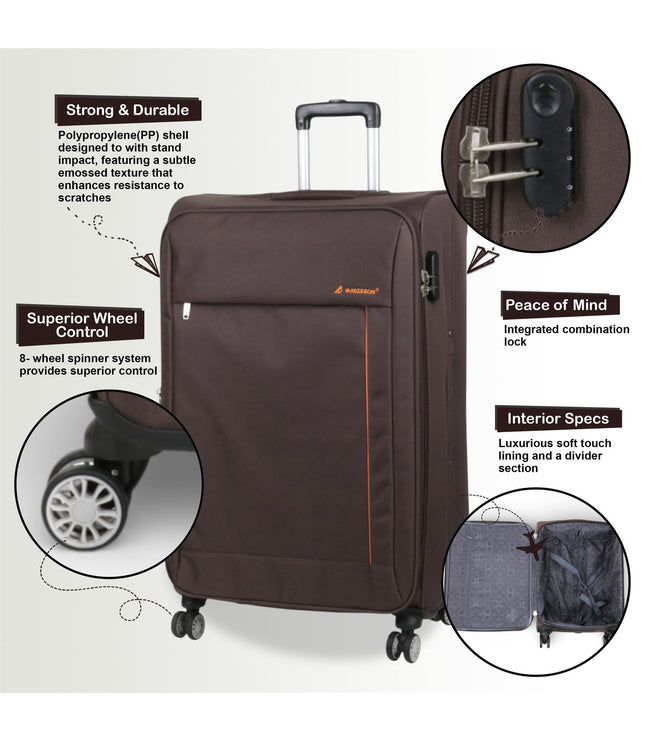 Carrollton Large Soft Shell Suitcase in Brown