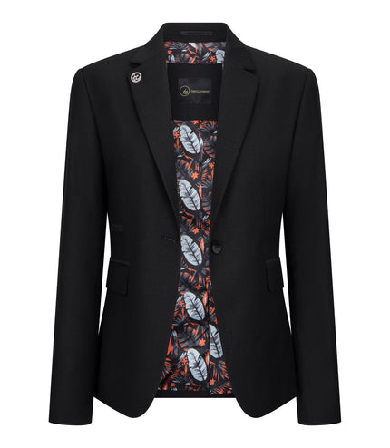 Women's 3 Piece Tailored Fit Plain Black Formal Office Suit