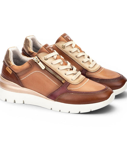 Pikolinos Women's Tan Beige Leather Sneakers Trainer Shoes - Cantabria