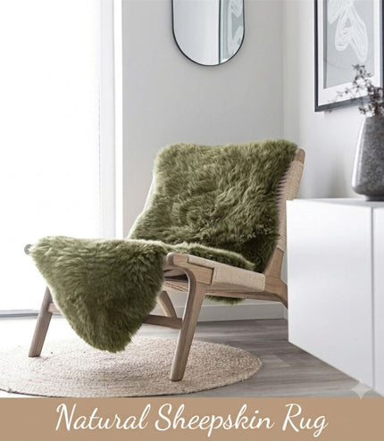 Genuine Sheepskin Green Double Natural Fluffy Silky Soft Real Wool Rug