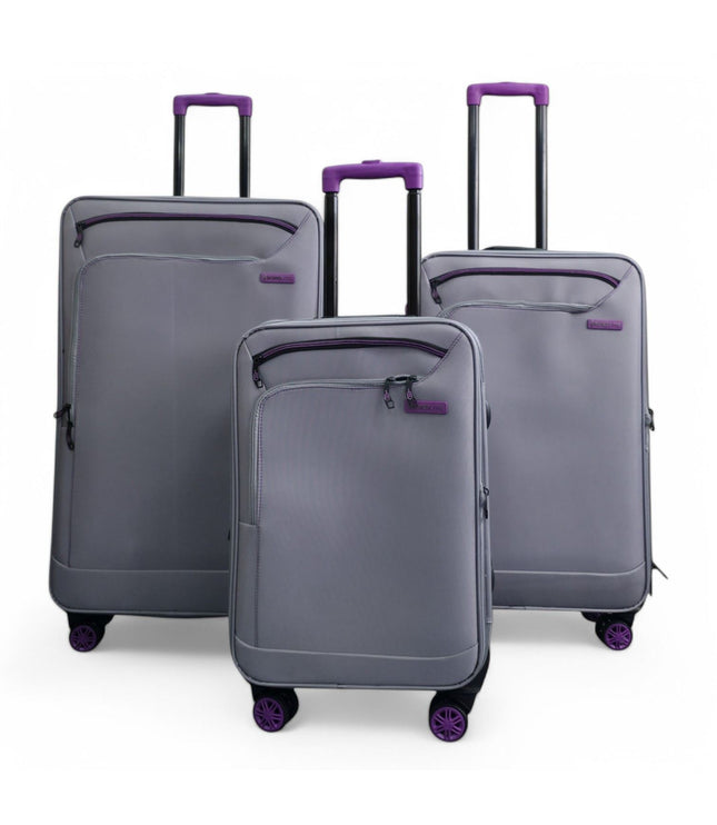 Handa Set of 3 Soft Shell Suitcase in Grey