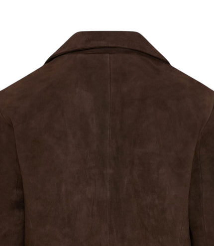 Womens Soft Goat Suede Leather Brown Blazer Jacket-Kolkata