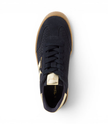 Tamaris Women's Navy Blue Leather Trainers Sneaker Shoes - 23723-44