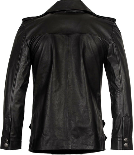 Mens Cowhide Leather Peacoat-Leiden