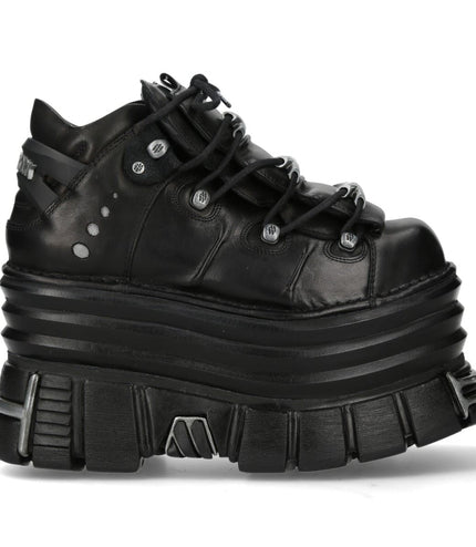 New Rock M-106-C181 Black Gothic Punk Chunky Platform Ankle Boots