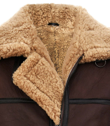 Mens B3 Shearling Sheepskin Aviator Jacket-Gloucester - Brown