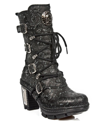 New Rock Ladies Floral Gothic Leather Boots- Neotr005-S25