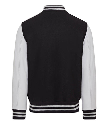 Letterman Baseball Wool Leather Varsity Bomber Jacket - Genoa - Black/Grey