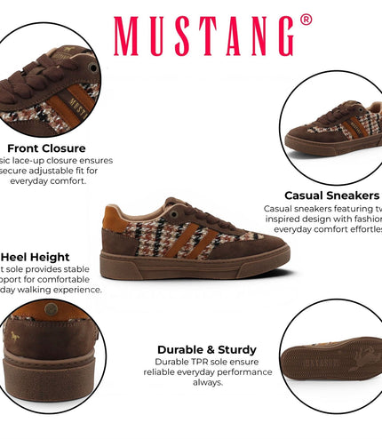 Mustang Women's Brown Tweed Sneakers Trainer Shoes - M0212020