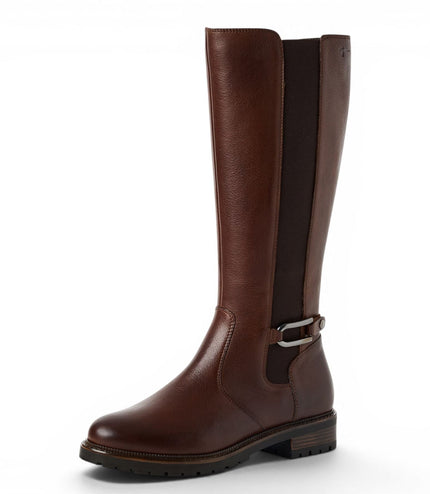 Tamaris Women’s Brown Leather Knee High Platform Heel Long Boots - 25609-47