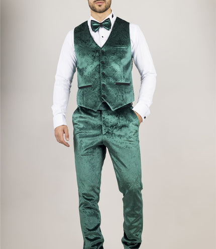Men's Green 3 Piece Velvet Wedding Tuxedo Formal Suit