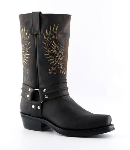 Grinders Mens Brown Leather Cowboy Boots - Bald Eagle