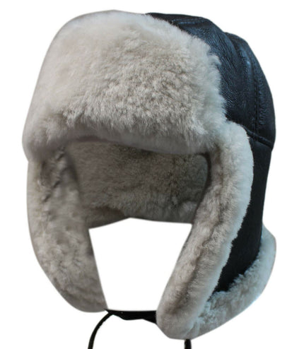 Men's B3 Brown Cream RAF Aviator Shearling Sheepskin WW2 Flying Hat