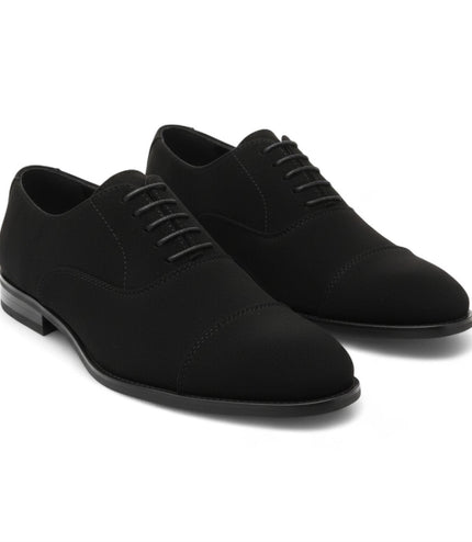 Men's Black Faux Suede Leather Lace-Up Derby Oxford Shoes