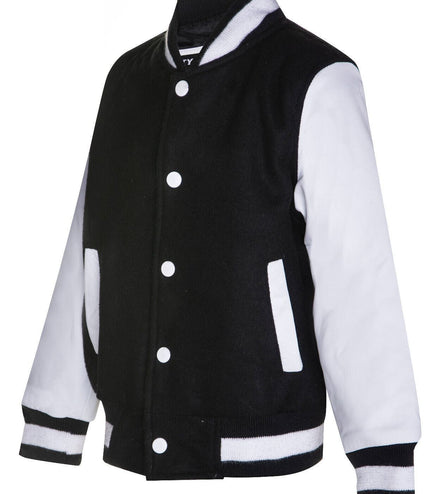 Kids Varsity Bomber Jacket with Real Leather Sleeves