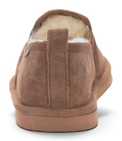 Men's Chestnut Tan Genuine Sheepskin Suede Slipper Winter Moccasins - Cedar