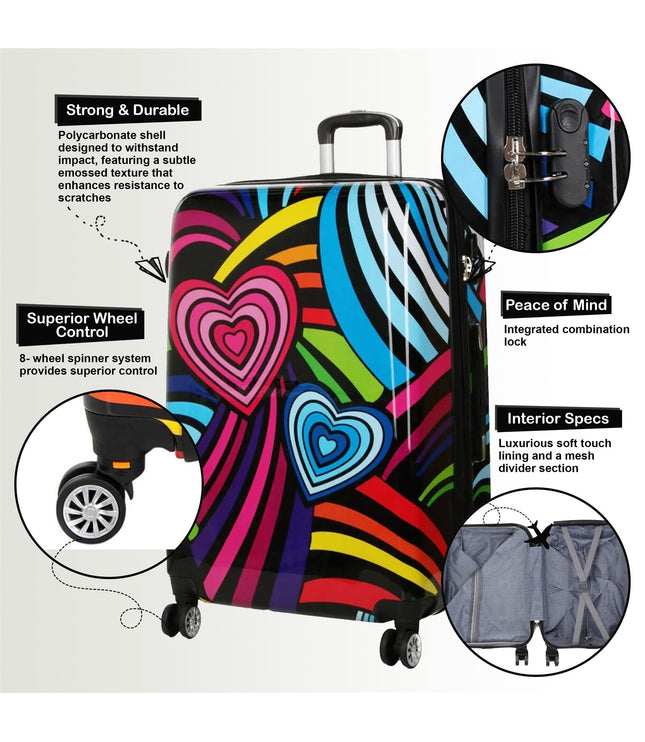 Chelsea Set of 3 Hard Shell Suitcase in Hearts