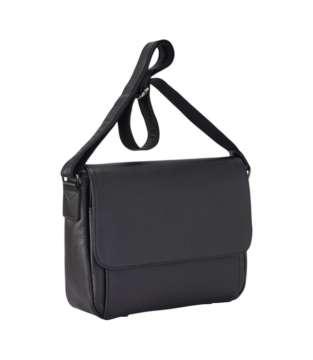 Genuine Leather Black Laptop Bag Travel Work Messenger Satchel - Camden