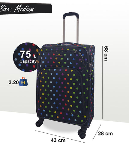 Ashbourne Medium Soft Shell Suitcase in Dots