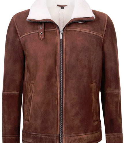 Mens Sheepskin Leather Harrington Bomber Jacket-Luanda