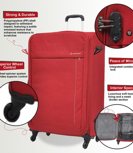 Clevedon Large Soft Shell Suitcase in Red