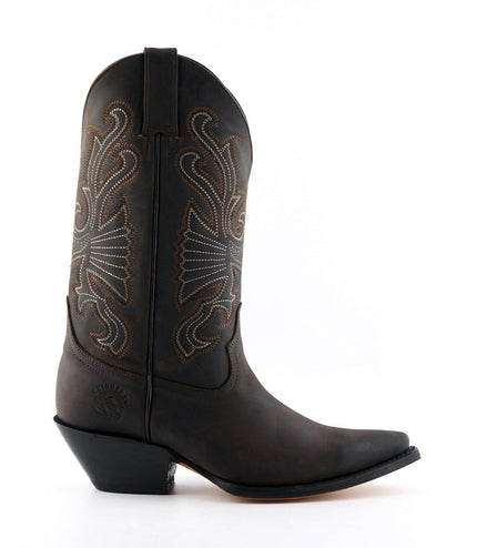 Grinders Brown Leather Western Cowboy Boots - Buffalo